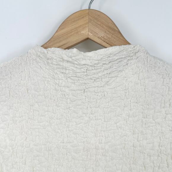 Massimo Dutti Textured Mock Neck Dress Sleeveless Turtleneck Midi, White - Picture 8 of 14